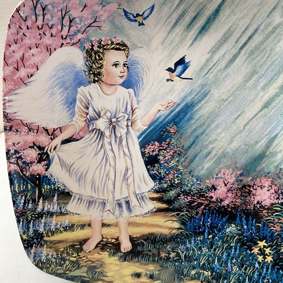 Plate Angel Girl Blue Bird 11.5” Display Platter Home Decor - Picture 3 of 6